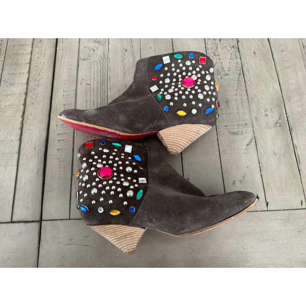 SERAFINI ETOILE BROWN STUDDED BOOTIES SIZE 36